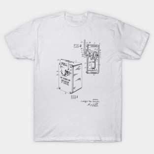 breakable plate switch Fire Alarm Vintage Patent Hand Drawing T-Shirt